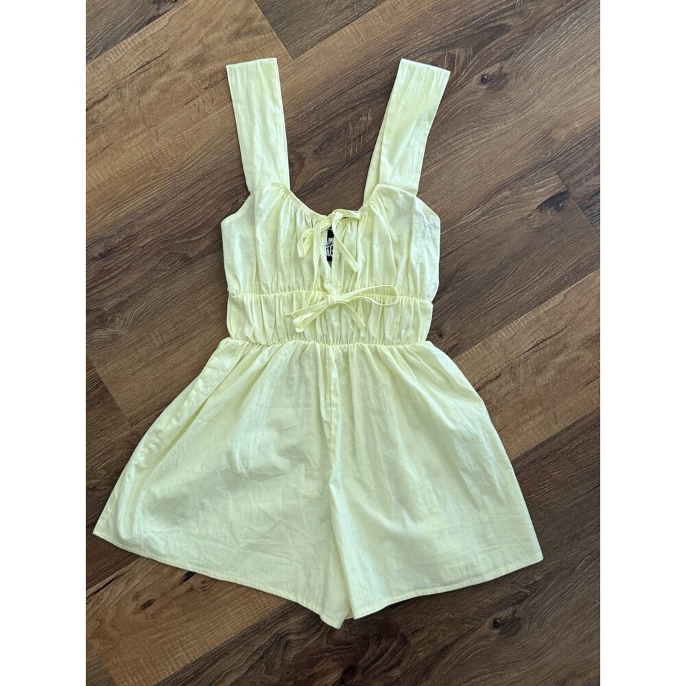 Reclaimed Vintage western milkmaid tie front playsuit in yellow NWOT Sz XS ASOS